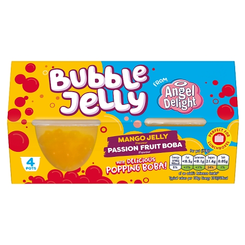 Mango Angel Delight Jelly & Passionfruit Boba Bubble Dessert Snack Pot 130g pack shot