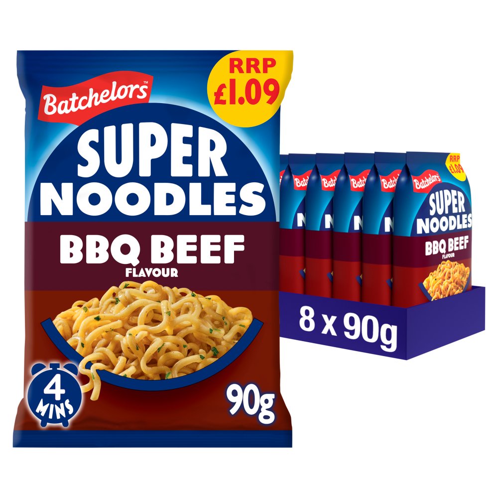 Batchelors Super Noodles BBQ Beef 90g PMP pack shot