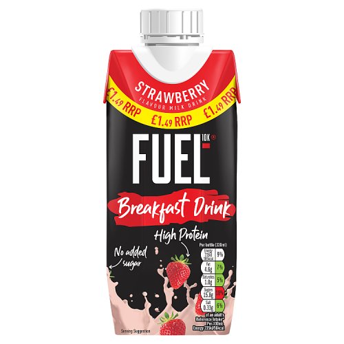 FUEL10K Breakfast Drink Strawberry PM £1.49 330ml pack shot