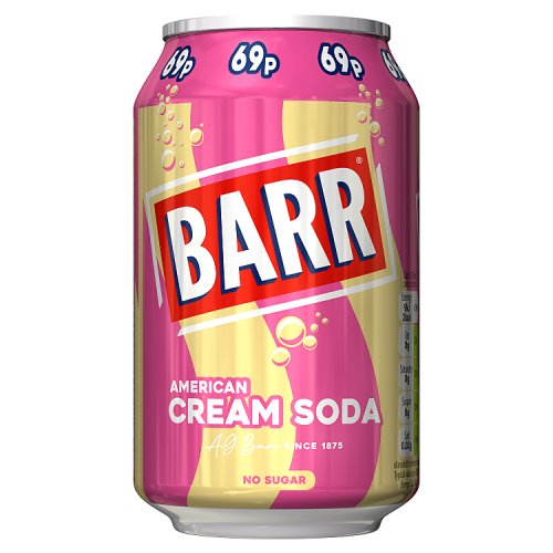 Barr American Cream Soda PM 69p 330ml pack shot
