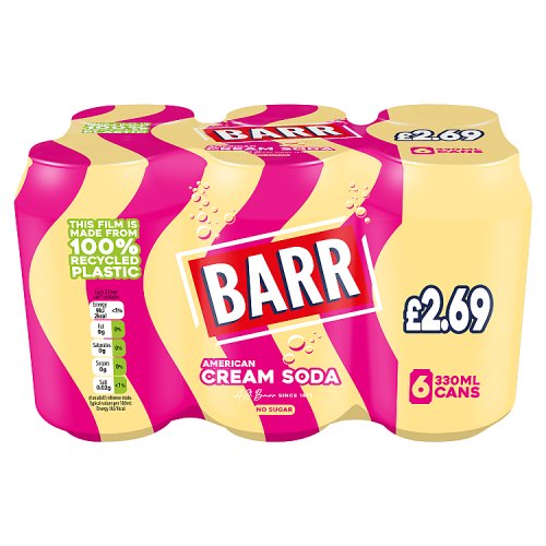 Barr American Cream Soda 6pk (6 x 330ml) PMP pack shot