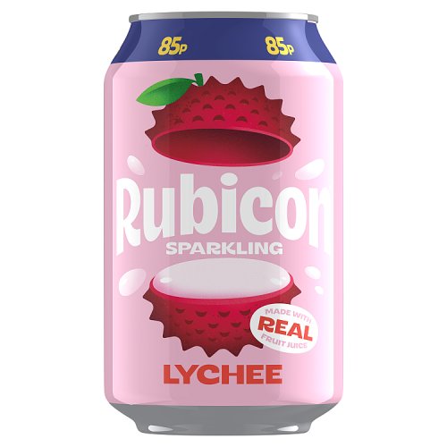 Rubicon Sparkling Lychee PM 85p 330ml pack shot