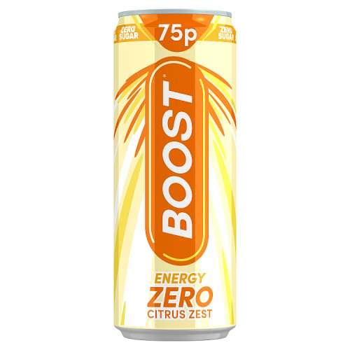 Boost Energy Zero Sugar Citrus Zest PM 75p 250ml pack shot