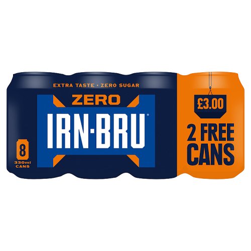 Irn Bru Zero 6pk+2 Free 8pk (8 x 330ml) PMP pack shot