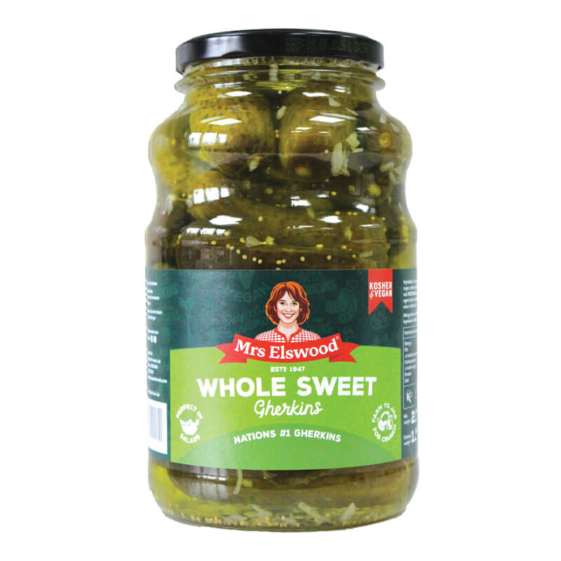 Mrs Elswood Whole Sweet Gherkins 2.5Kg pack shot