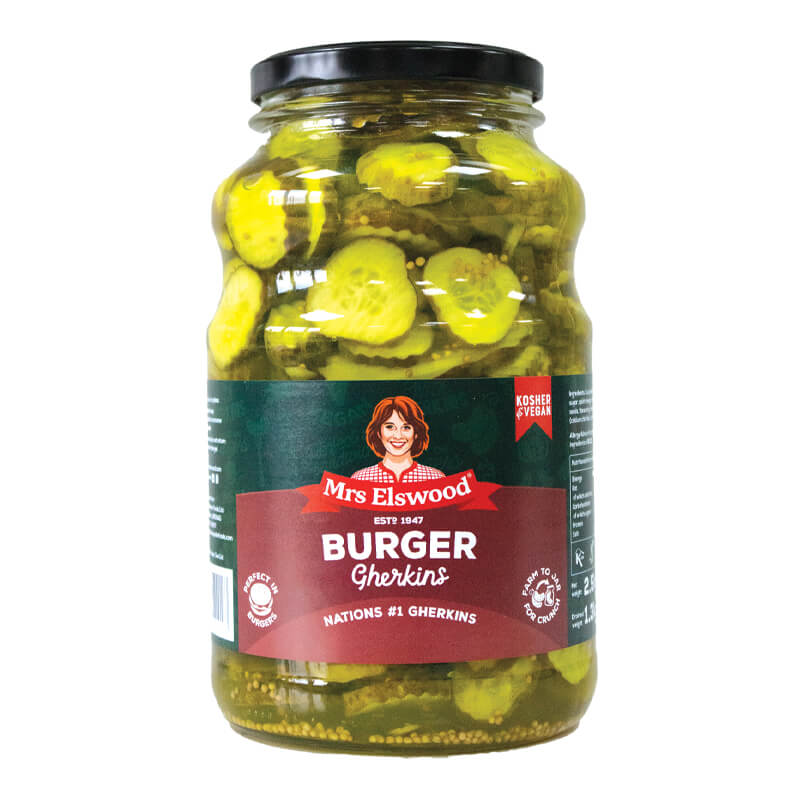 Mrs Elswood Burger Gherkins 2.5Kg pack shot