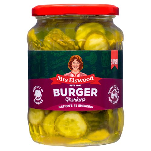 Mrs Elswood Burger Gherkins 670g pack shot