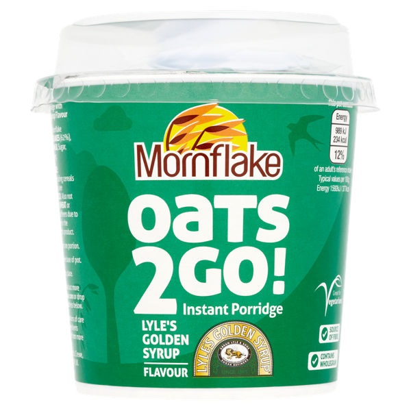Mornflake Oats 2Go Porridge Pots Lyles Golden Syrup 62g pack shot