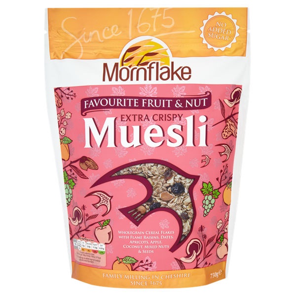 Mornflake Extra Crispy Favourite Fruit & Nut Muesli 750g pack shot