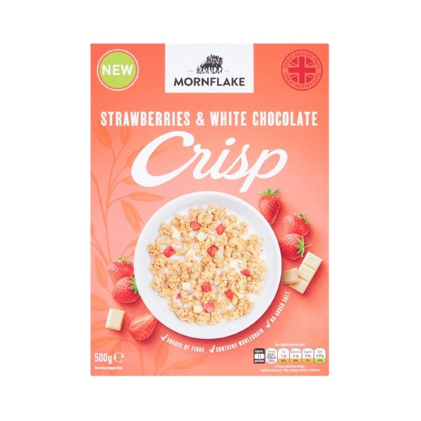 Mornflake Strawberry & White Chocolate Crisp 500g pack shot
