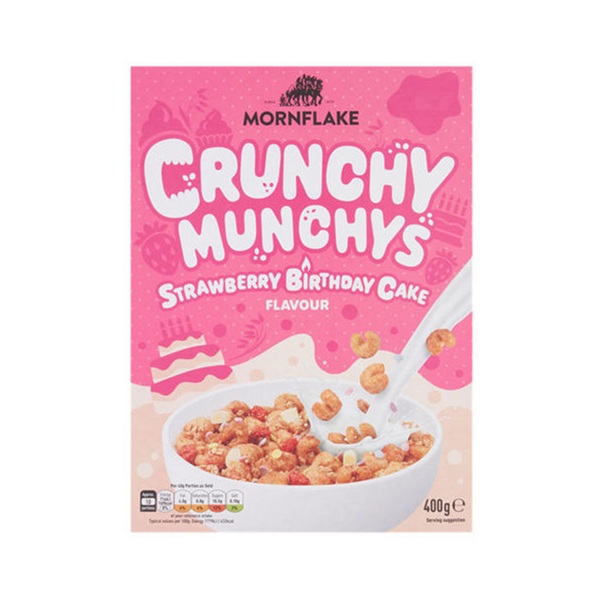 Mornflake Crunchy Munchys Strawberry Birthday Cake 400g pack shot