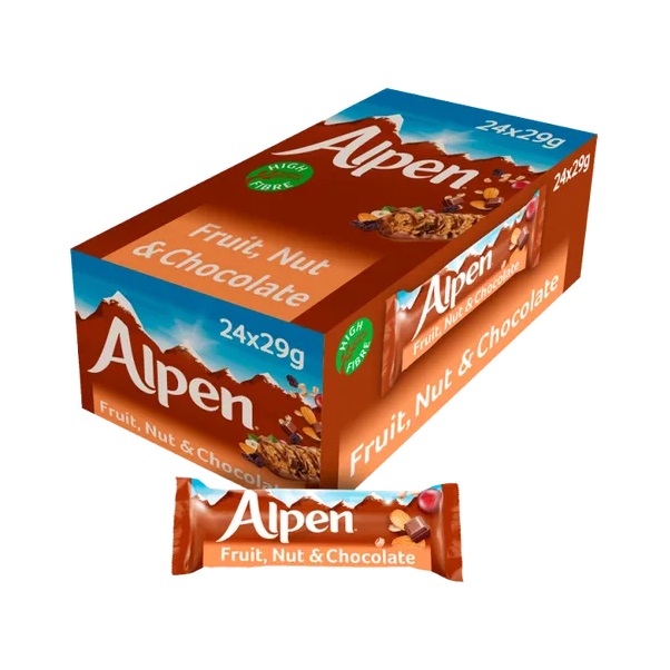 Alpen Cereal Bars Fruit Nut & Chocolate 29g pack shot