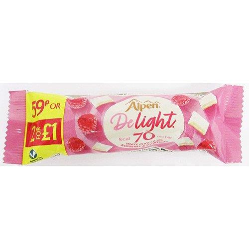 Alpen Delight White Raspberry & Chocolate PM 59p 29g pack shot