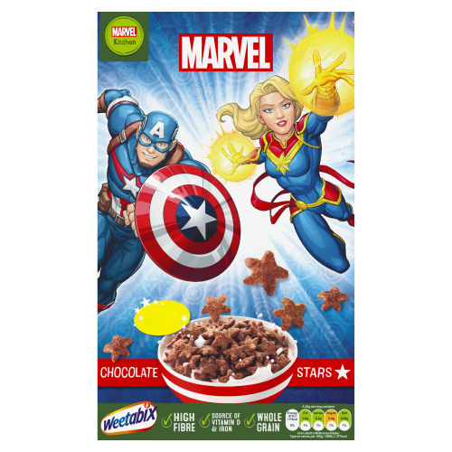 Weetabix Marvel Chocolate Stars 500g pack shot