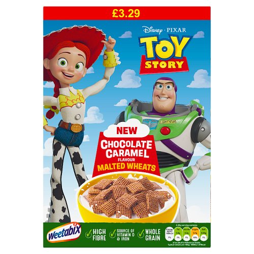 Weetabix Toy Story Choco Caramel Malted Wheats 500g PM £3.29 pack shot