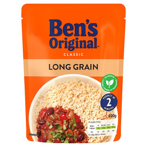 Bens Original RTH Rice Long Grain Rice 220g pack shot