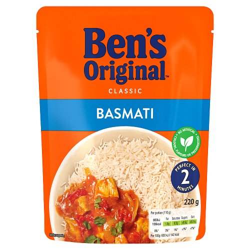 Bens Original RTH Rice Basmati 220g pack shot