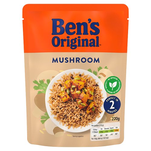 Bens Original RTH Rice Mushroom 220g pack shot