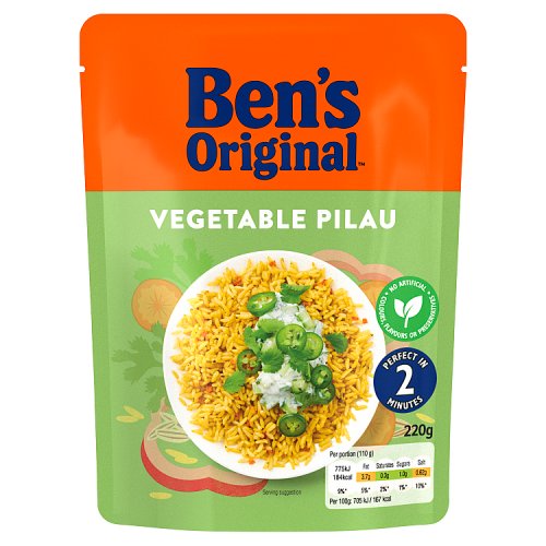 Bens Original RTH Veg Pilau Rice 220g pack shot