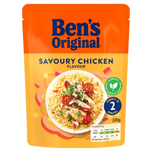 Bens Original RTH Savoury Chicken Flavoured Rice 220g pack shot