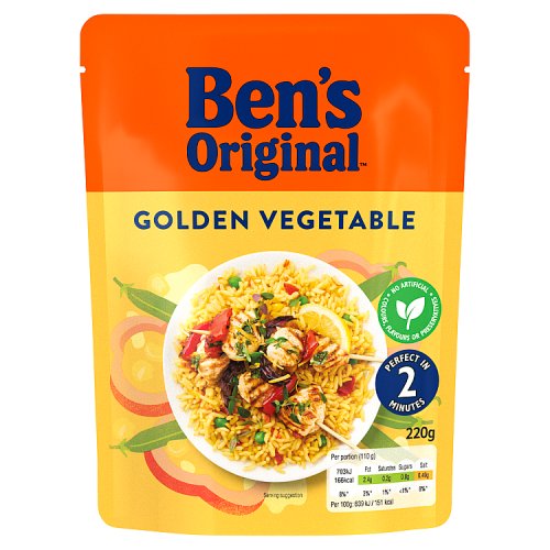 Bens Original Golden Vegetable Microwave Rice 220g pack shot
