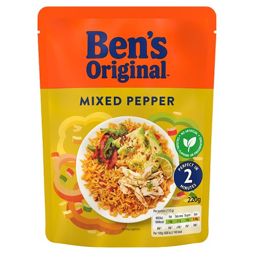 Bens Original Mixed Pepper Microwave Rice 220g pack shot
