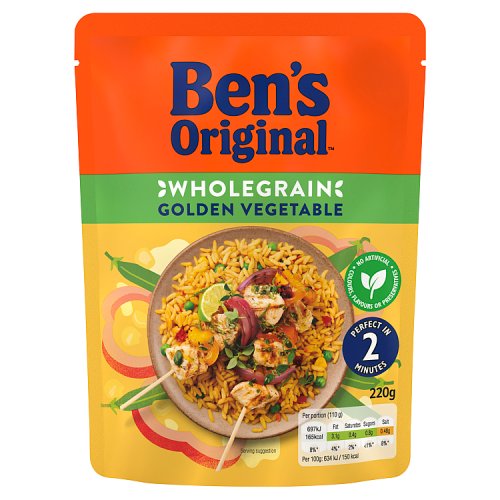 Bens Original RTH Wholegrain Rice Golden Vegetable 220g pack shot
