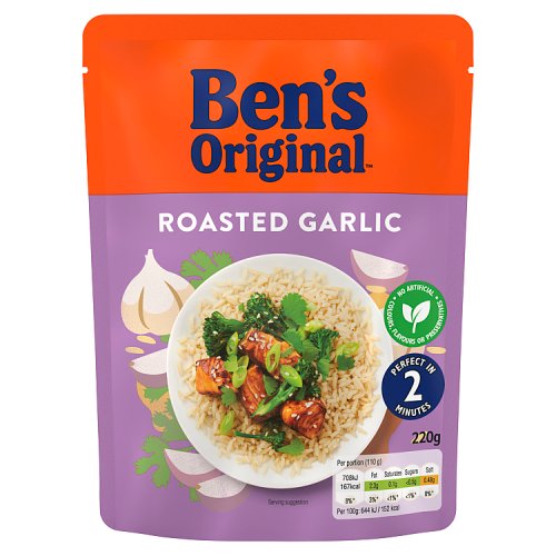 Bens Original RTH Rice Roasted Garlic 220g pack shot