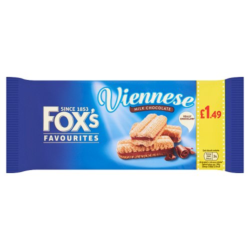 Foxs Viennese Milk Chocolate Sandwich PM £1.49 120g pack shot