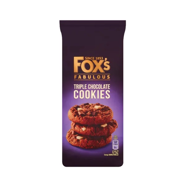Foxs Chunkie Cookies Triple Chocolate 180g (E) pack shot
