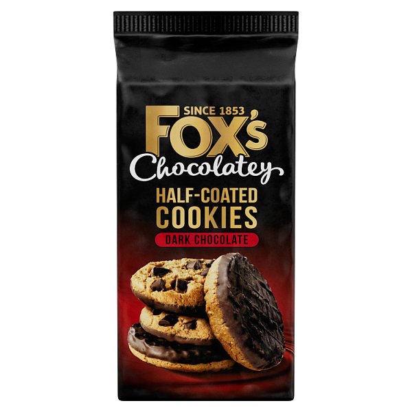 Foxs Chunkie Cookies Fabulous Half Coated Dark Chocolate 180g (E) pack shot