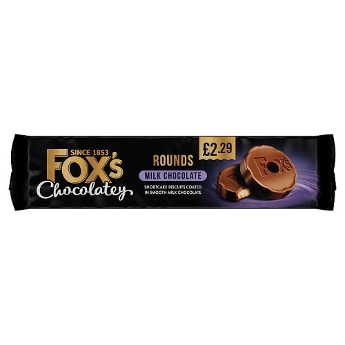 Foxs Chocolatey Rounds Milk PM £2.29 130g pack shot