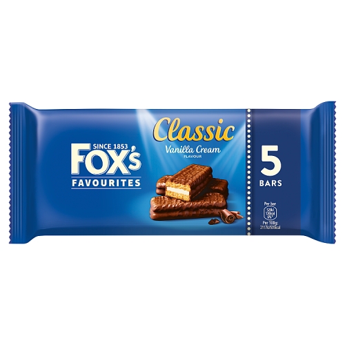 Foxs Classic Biscuit Bars 5pk (5 x 25g) pack shot