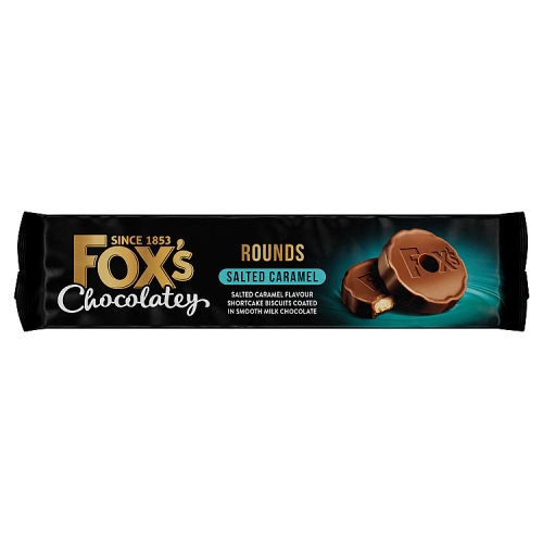 Foxs Chocolatey Salted Caramel Rounds 117g pack shot