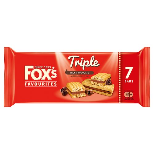 Foxs Triple Milk Choco Biscuit 7pk (7 x 19g) pack shot