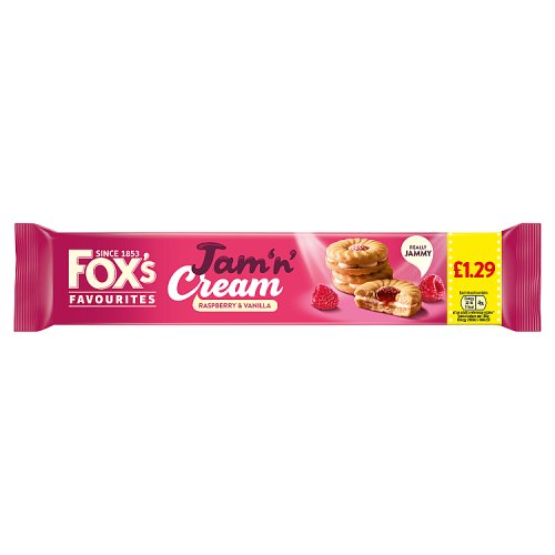 Foxs Jam Sandwich Creams PM £1.29 150g pack shot