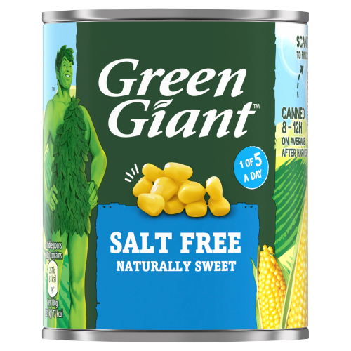 Green Giant Salt Free Sweetcorn 198g pack shot