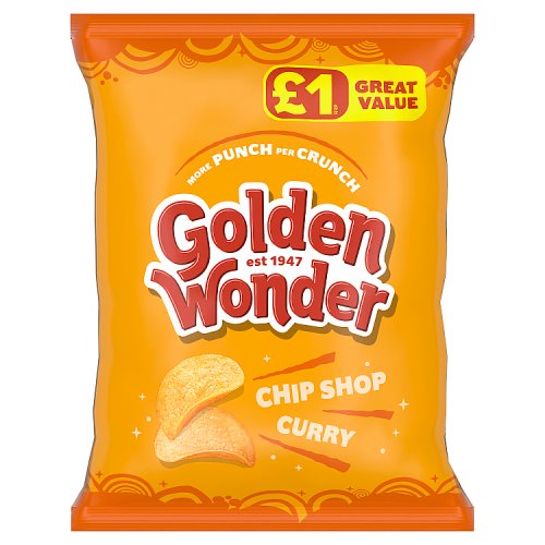 Golden Wonder Crisps Chip Shop Curry PM £1 57g pack shot