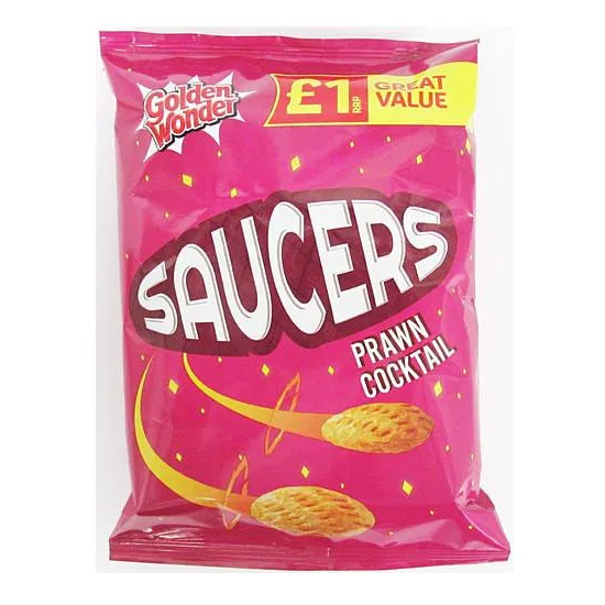 Golden Wonder Saucers Prawn Cocktail PM £1 40g pack shot