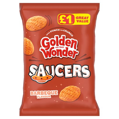 Golden Wonder Saucers BBQ PM £1 40g pack shot