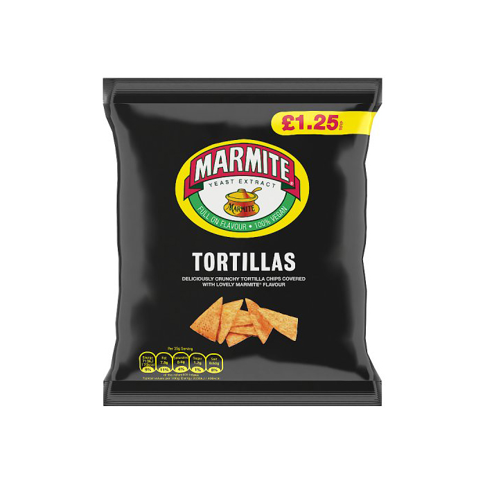 Marmite Tortillas PM £1.25 70g pack shot