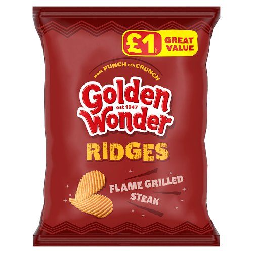 Golden Wonder Ridges Steak PM £1 57g pack shot