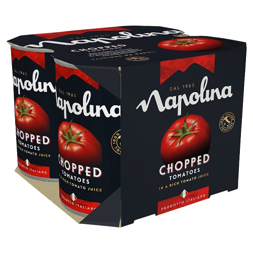 Napolina Chopped Tomatoes 4pk (4 x 400g) pack shot