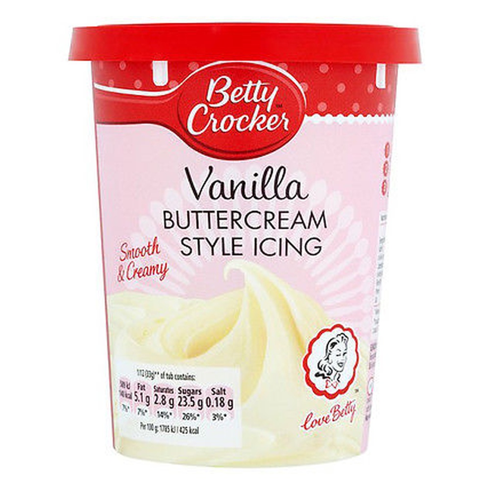 Betty Crocker Vanilla Buttercream Icing 400g pack shot