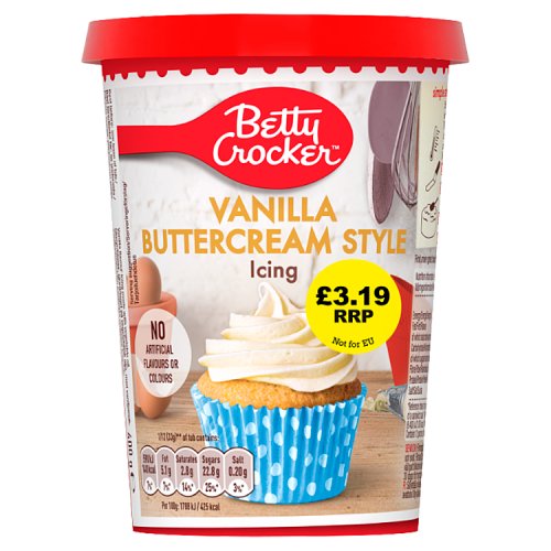 Betty Crocker Vanilla Buttercream Icing PM 3.19 400g pack shot