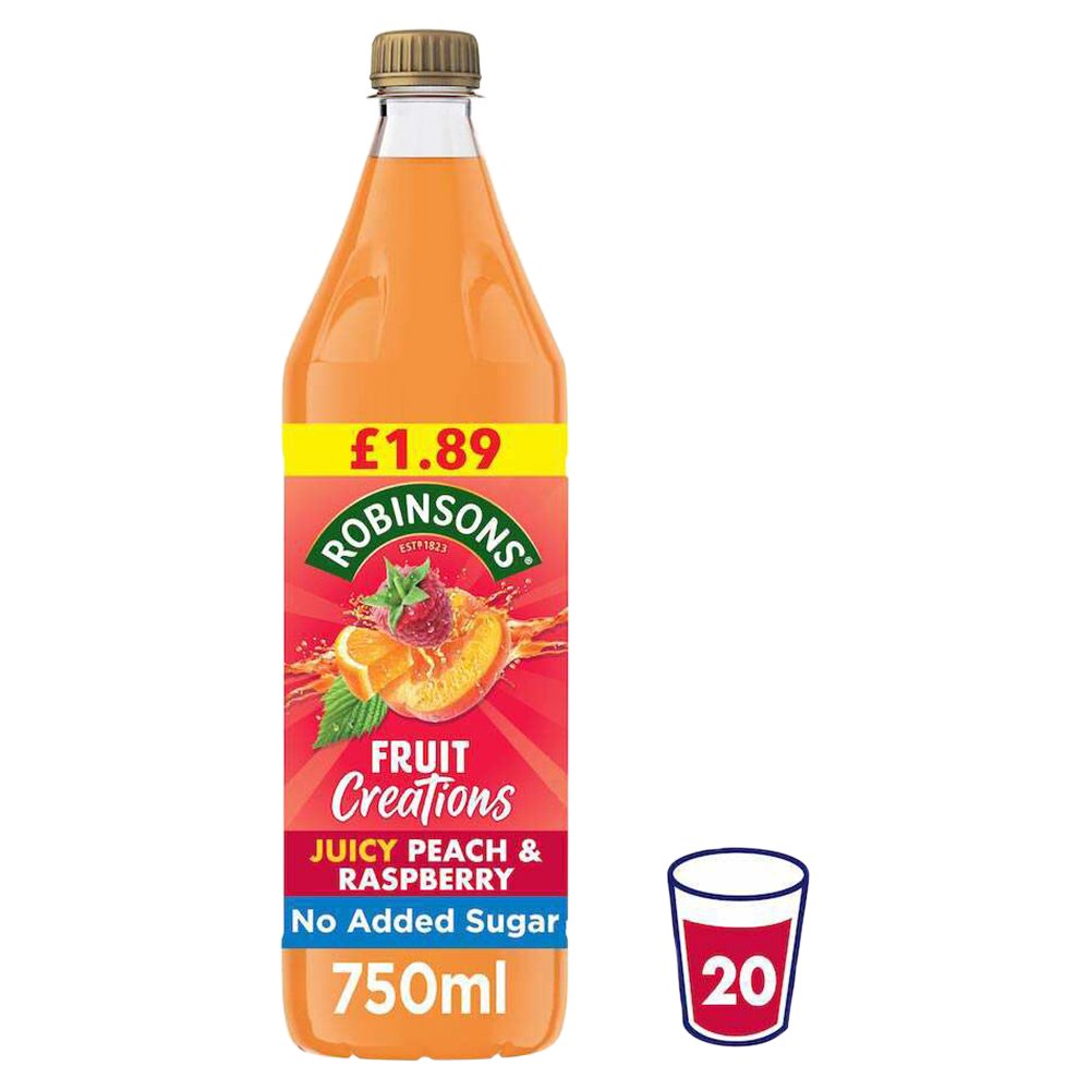 Robinsons Creations Peach & Rasp 750ml PMP pack shot