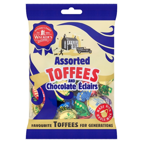Walkers Nonsuch Assorted Toffees & Chocolate Eclairs Bag 150g pack shot