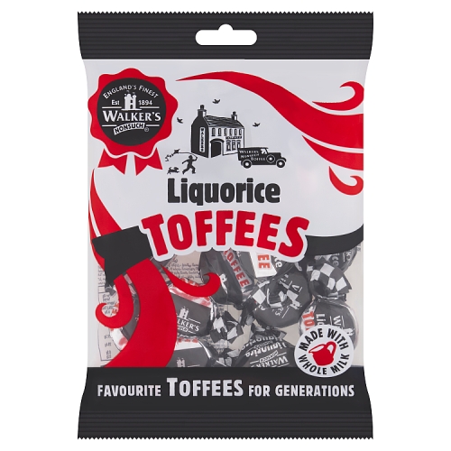 Walkers Nonsuch Liquorice Toffees Bag 150g pack shot
