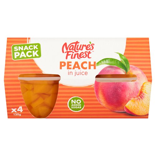 Natures Finest Peach In Juice 4 x 120g pack shot