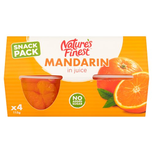 Natures Finest Mandarins In Juice 4 x 113g pack shot